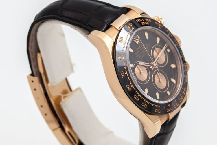 2015 Rolex RG Daytona 116515 Black With Pink Counters Dial with Box and Papers