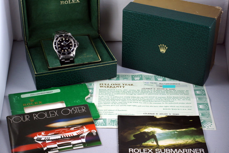 1985 Rolex Submariner 5513 Spider Dial with Box and Papers