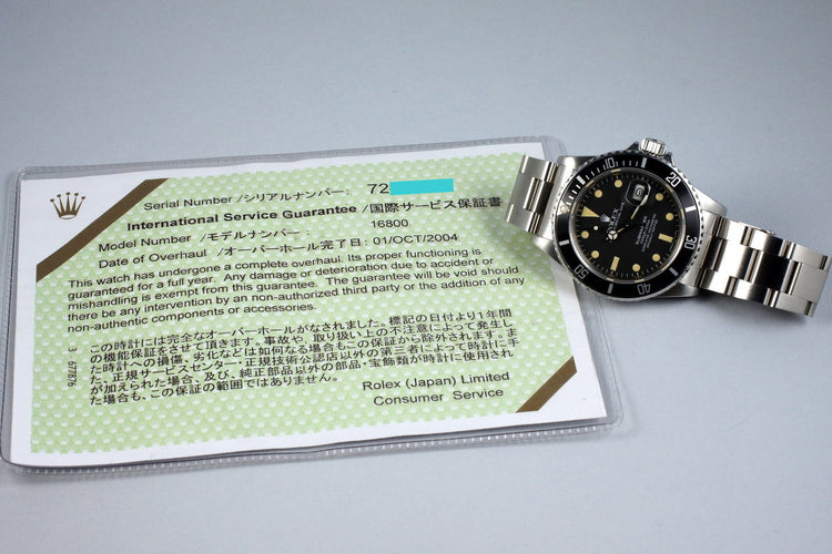 1981 Rolex Submariner 16800 with RSC Papers
