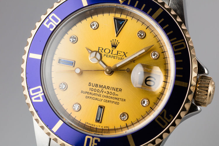 1995 Rolex Two-Tone Submariner 16613 with Champagne Serti Dial