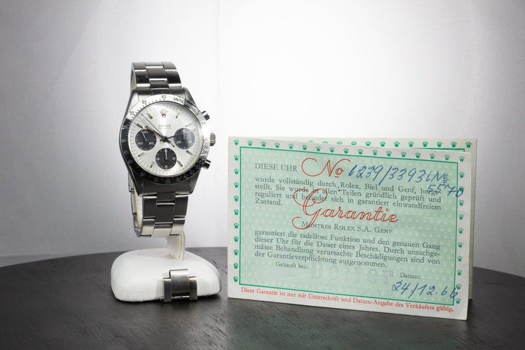 1965 Rolex Daytona 6239 "Long Hand" Silver Dial with Guarantee