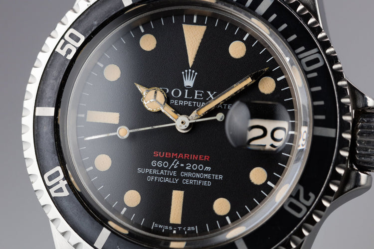 1970 Rolex Red Submariner 1680 MK IV Dial with Faded Fat Font Bezel Insert
