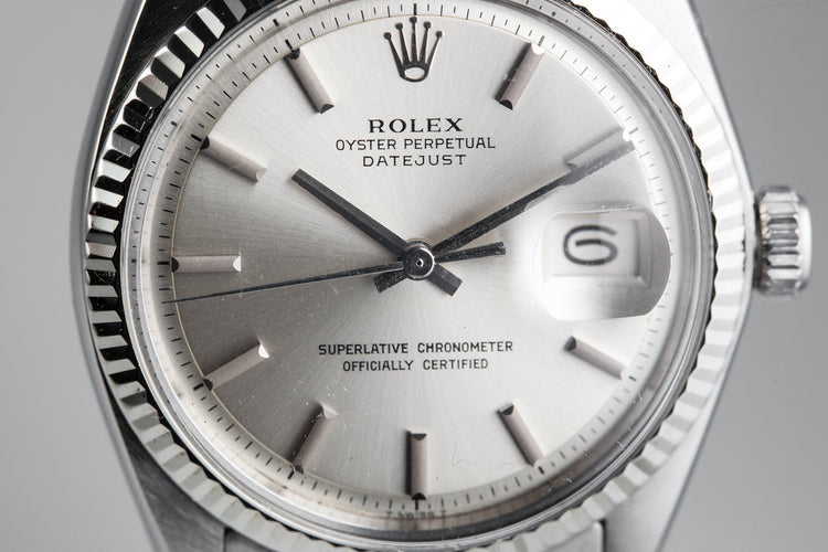 1971 Rolex Datejust 1601 Silver Non-Lume Dial with Box and Papers