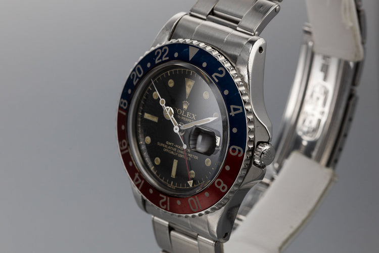 1960 Rolex GMT-Master 1675 Pointed Crown Case with "Spider Cracking" Gilt Chapter Ring Dial