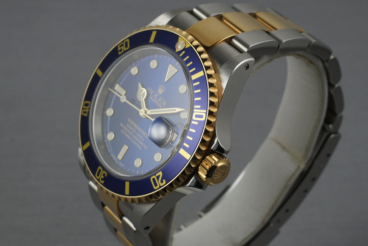 2000 Two Tone Blue Submariner 16613 with Box and Papers