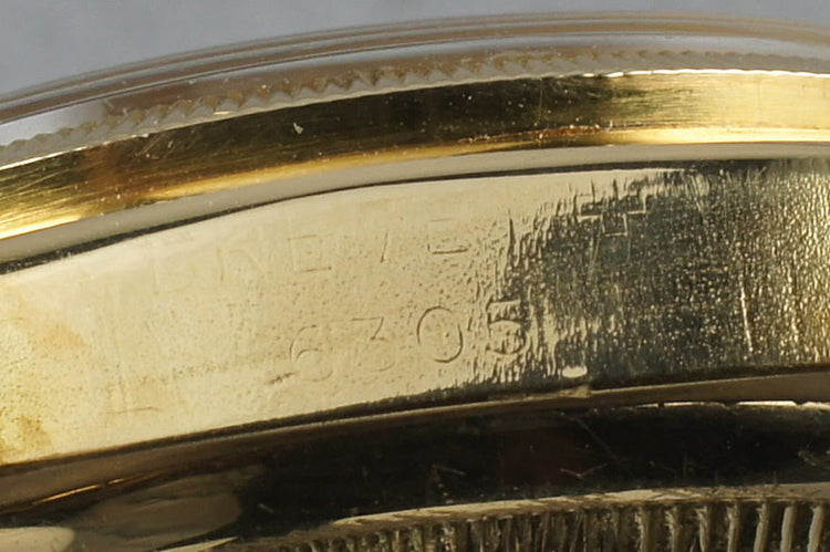 Rolex 18K Gold Datejust 6305 with Roulette date wheel and Serpico Y Laino