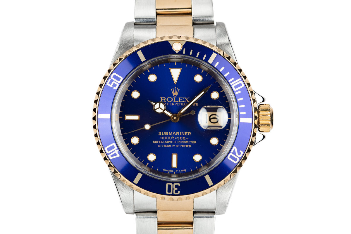 HQ Milton 1997 Rolex Two-Tone Submariner 16613 Blue Dial with