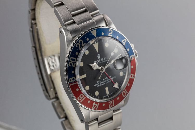 1971 Rolex GMT-Master 1675 Fat Font "Pepsi" Insert