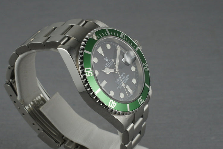 Rolex Green Submariner 16610 LV with Box and Papers Z serial