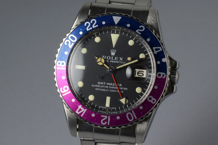 1967 Rolex GMT 1675 Mark I Dial and Fuchsia Insert with Box and Papers