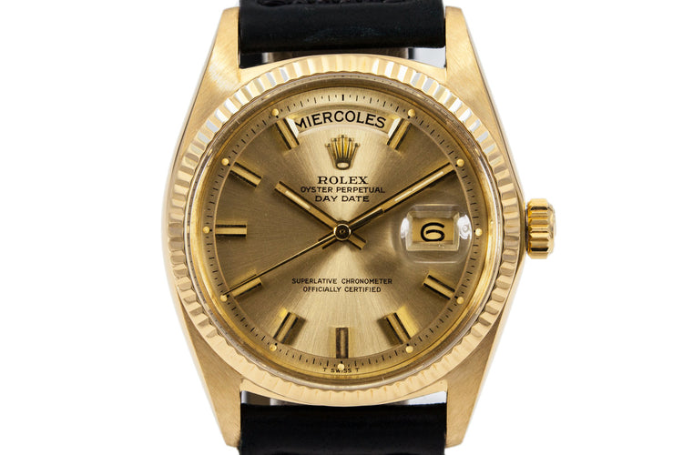 1969 Rolex YG Day-Date 1803 Wideboy Champagne Dial with Spanish Date Wheel