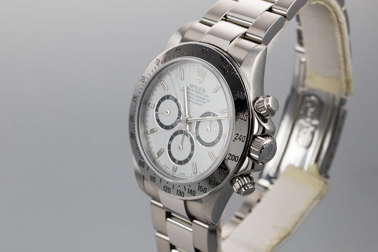 1999 Rolex Zenith Daytona 16520 White Dial with Box, Papers, and Service Papers