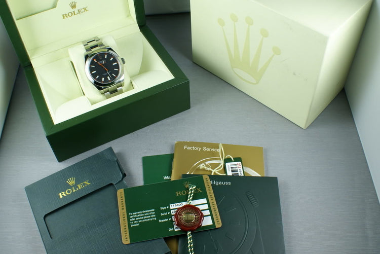 Rolex Milgauss BLACK Dial 116400 with Box and Papers