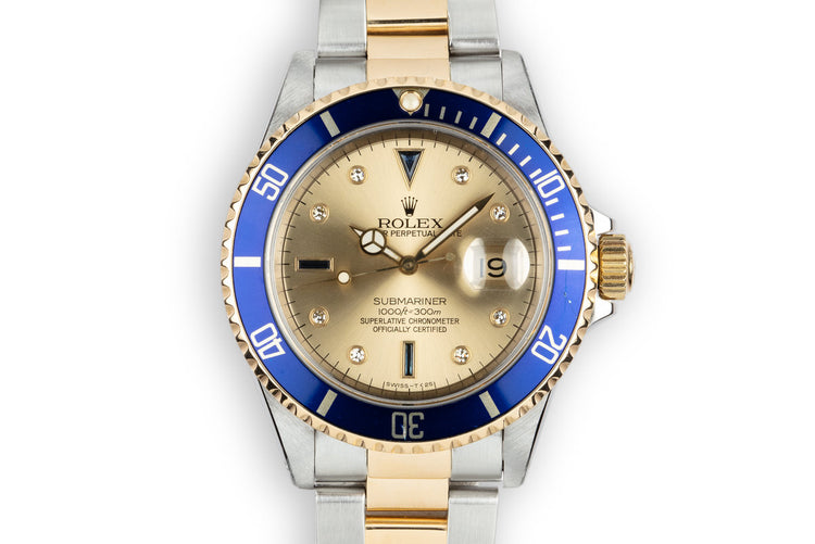 1991 Rolex Two-Tone Submariner Serti Dial with Box and Papers
