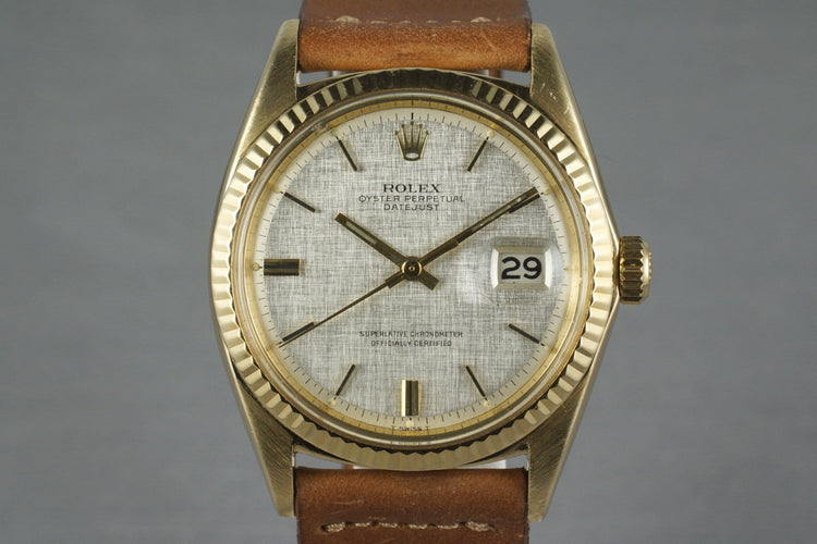 1969 Rolex YG Datejust 1601 with Linen Dial