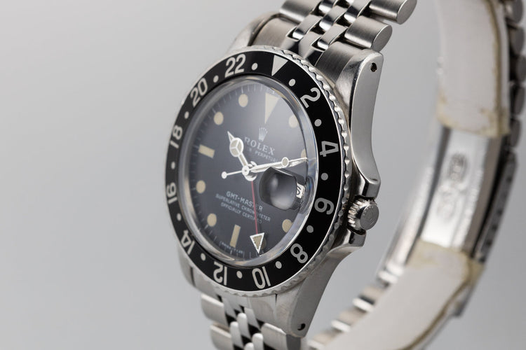 1972 Rolex GMT-Master 1675 with Fat Font Black Bezel Insert