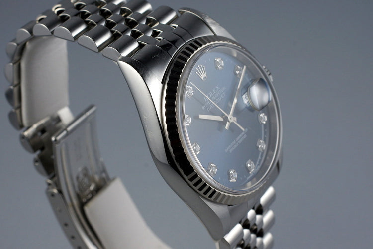 1999 Rolex DateJust 16234 with Factory Blue Diamond Dial