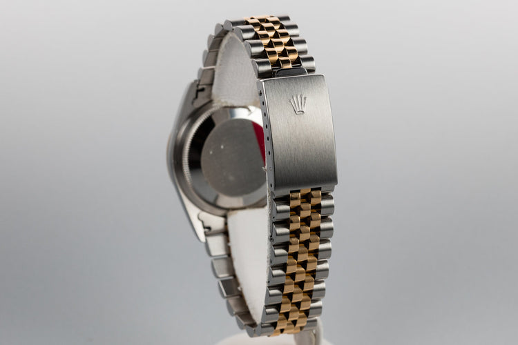 1995 Rolex Two Tone DateJust 16233 No Lume Pyramid Numeral Dial with Box and Papers