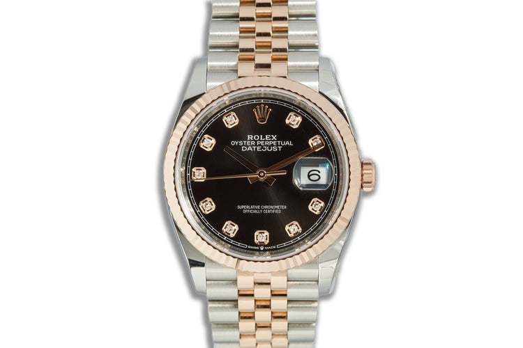 2019 Rolex 18k Rose Gold/St DateJust 126231 Black Diamond Dial with Box, Card, Booklets, & Hangtags