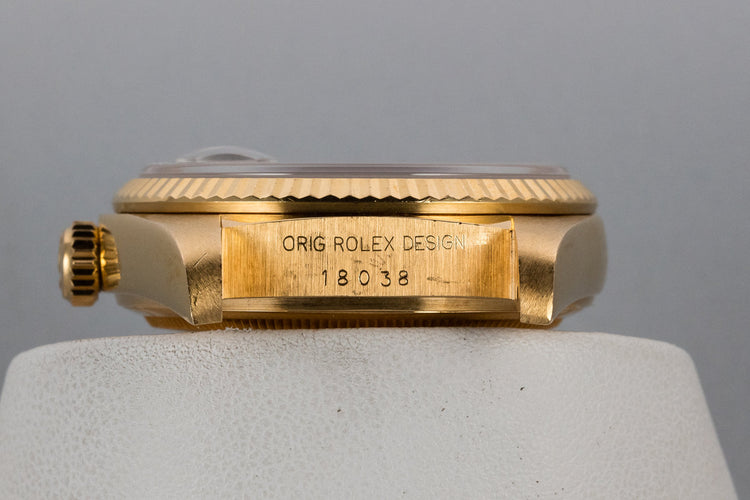 1983 Rolex 18K YG Day-Date 18038 Onyx Dial with Box and Papers