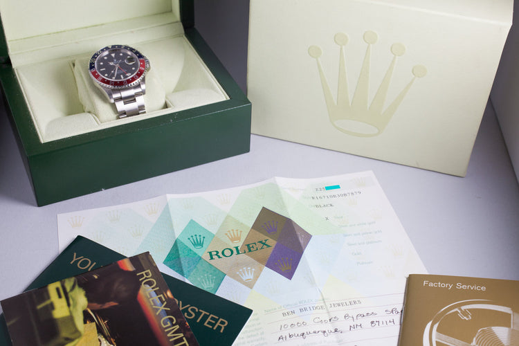 2006 Rolex GMT II 16710 Pepsi Stick Dial with Box and Papers