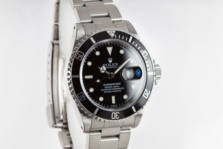 1999 Rolex Submariner 16610 SWISS Only Dial with Box and Papers
