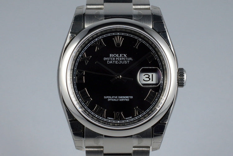 2015 Rolex Datejust 116200 Black Roman Numeral Dial MINT