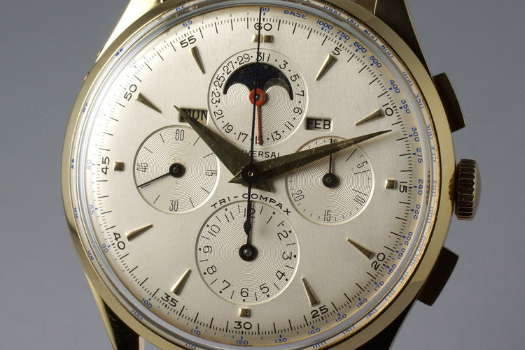 Vintage YG Universal Geneve Tri-Compax 57278 Triple Date Moonphase with Service Papers