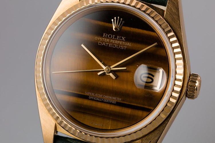 1979 Rolex 18K YG DateJust 16018 with Tigers Eye Stone Dial