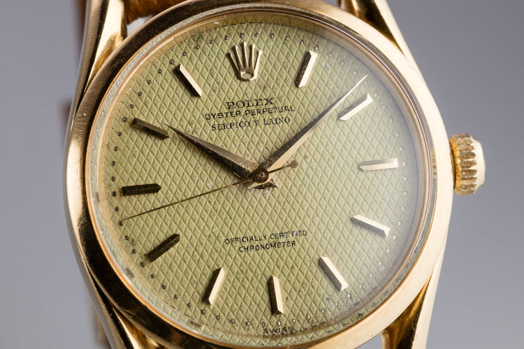 1954 Rolex Oyster Perpetual 6290 with Serpico Y Laino No Lume Waffle Dial