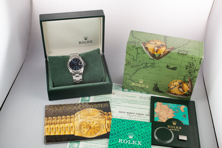 2000 Rolex Date 15210 Blue Dial with Box and Papers