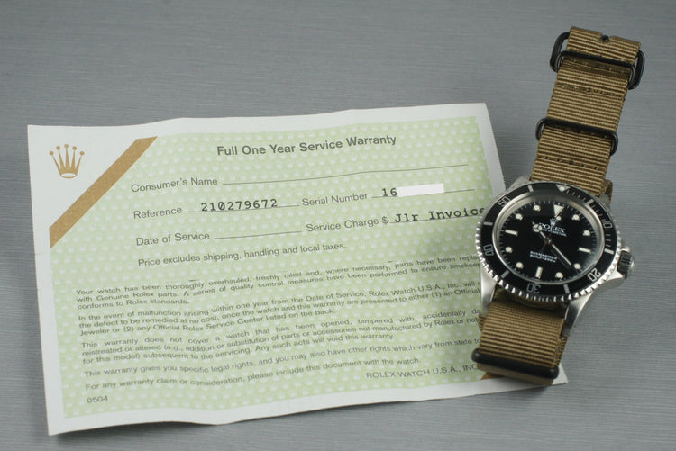 1967 Rolex Submariner 5513 with Service Papers