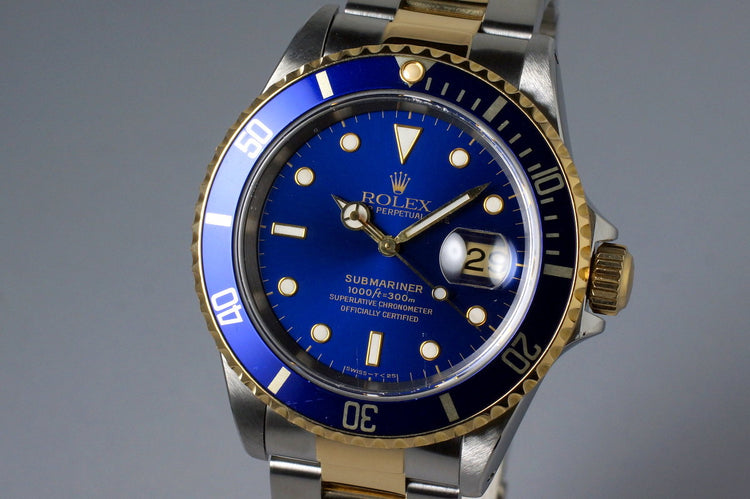 1995 Rolex Two Tone Blue Submariner 16613