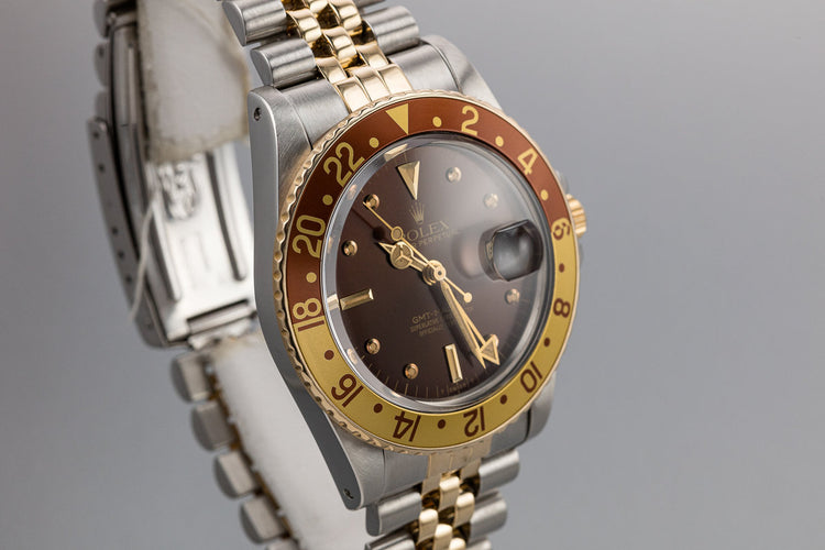 1982 Rolex Two-Tone GMT-Master 16753 Root Beer Nipple Dial with Box and Papers