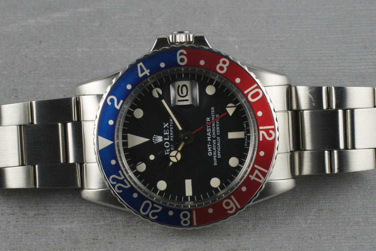 Rolex GMT 1675 Pointy Crown Guards Chapter Ring ultra light brown dial