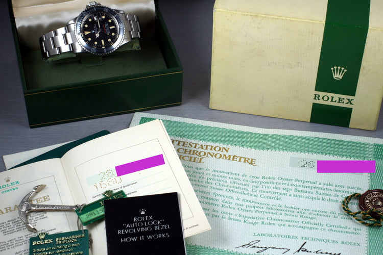 1970 Rolex RED Submariner 1680 Mark 4 Dial with Box and Papers