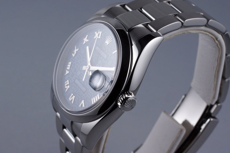 2005 Rolex DateJust 116200 Blue Jubilee Roman Dial with Box and Papers