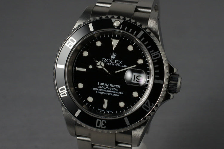 2001 Rolex Submariner 16610 with Box and Papers