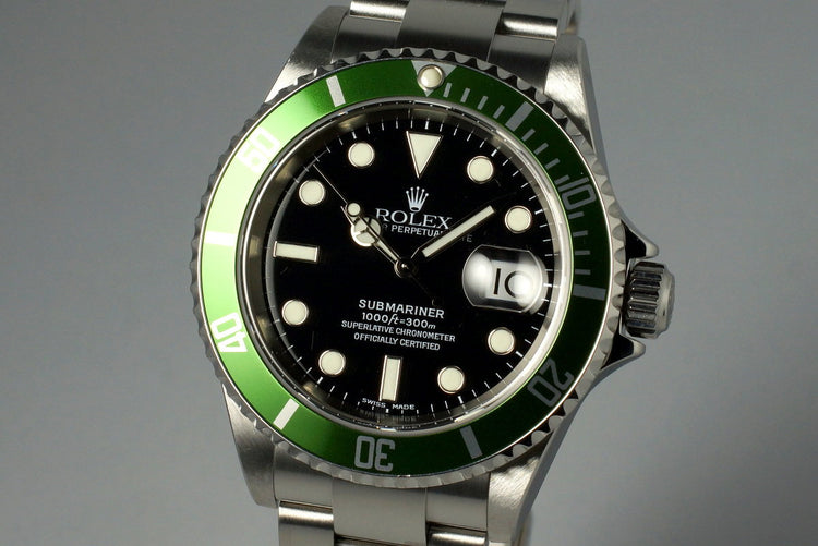 2004 Rolex Green Submariner 16610LV Mark II Dial with Box and Papers