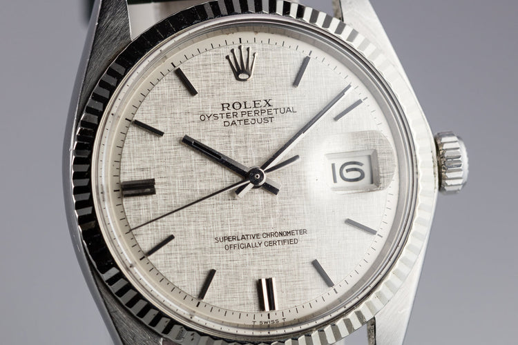 1971 Rolex DateJust 1601 with No Lume Linen Dial