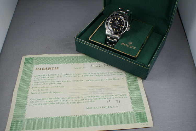 1975 Rolex Submariner 5513 with Box and Papers