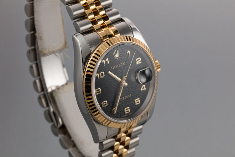 2003 Rolex Two-Tone DateJust 116223 Black Jubilee Arabic Dial with Box and Papers