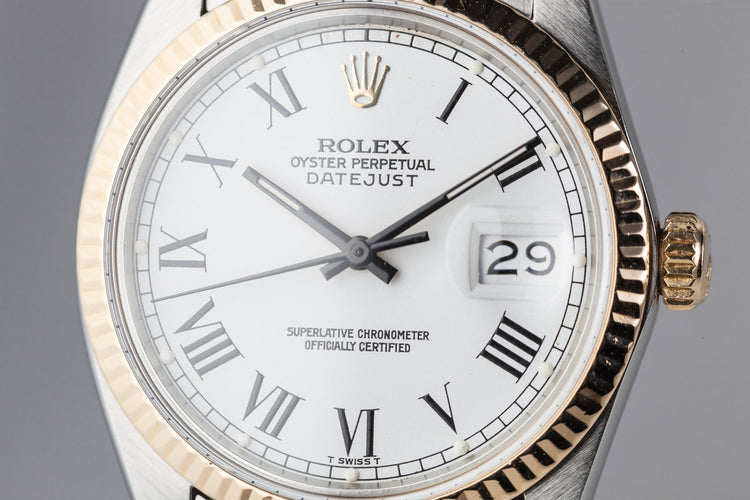 1983 Rolex Two Tone Datejust 16013 with White Painted Roman Numerals
