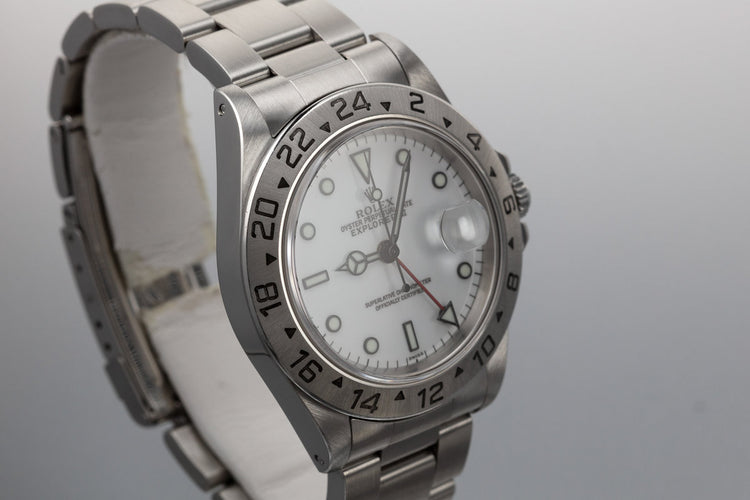 1998 Rolex Explorer II 16570 with White SWISS Only Dial