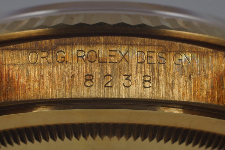 1995 Rolex YG Day-Date 18238 Onyx Dial with Box and Papers UNPOLISHED