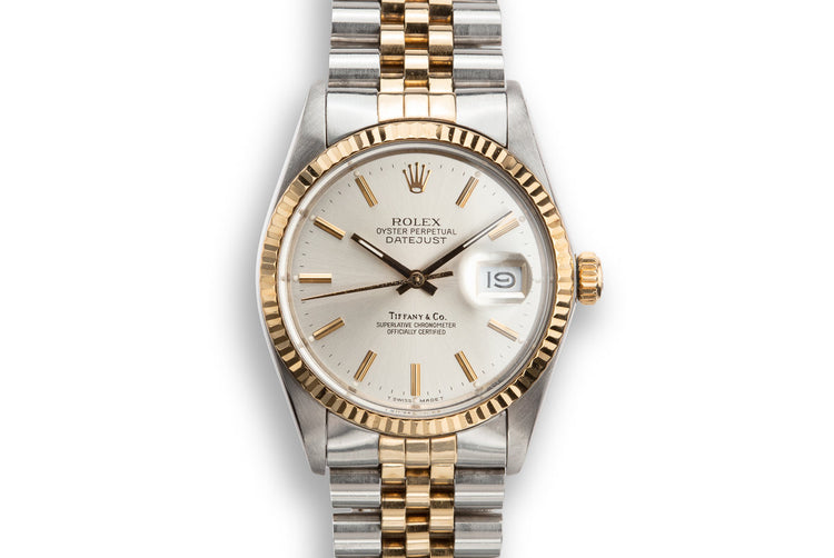1988 Rolex Two-Tone DateJust 16013 With Silver "Tiffany & Co." Dial