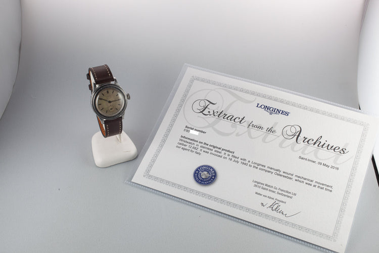 1940 Longines Calatrava 12.68Z With Extract From the Archives