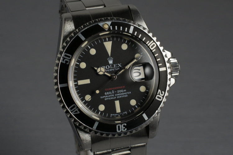 1972 Rolex Red Submariner 1680 Mark V Dial with Box and Papers
