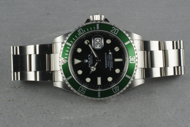 Rolex Green Submariner 16610 LV with Box and Papers Z serial
