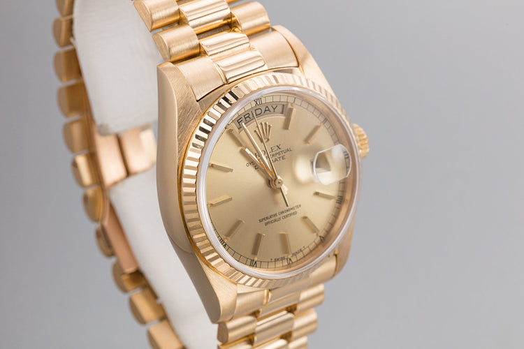 1978 Rolex 18K YG Day-Date 18038 Champagne Dial with Service Papers
